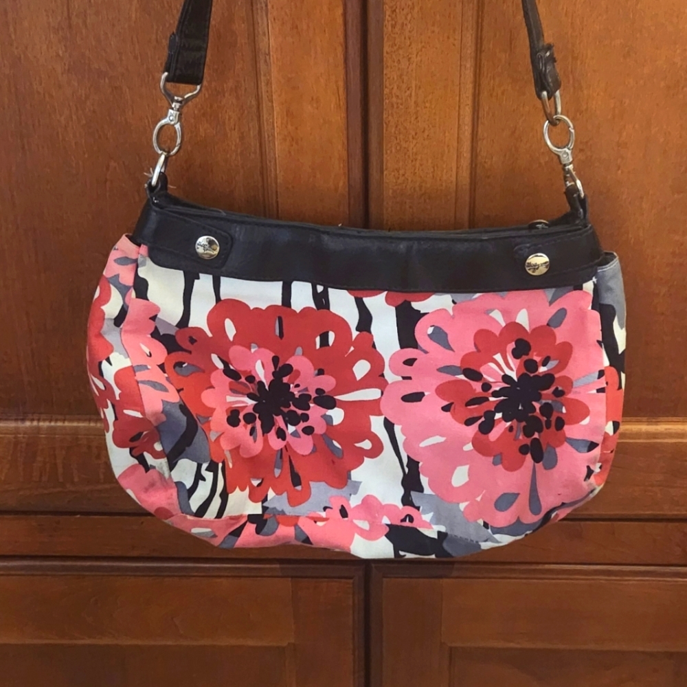 Floral Pink and Black Women's Bag